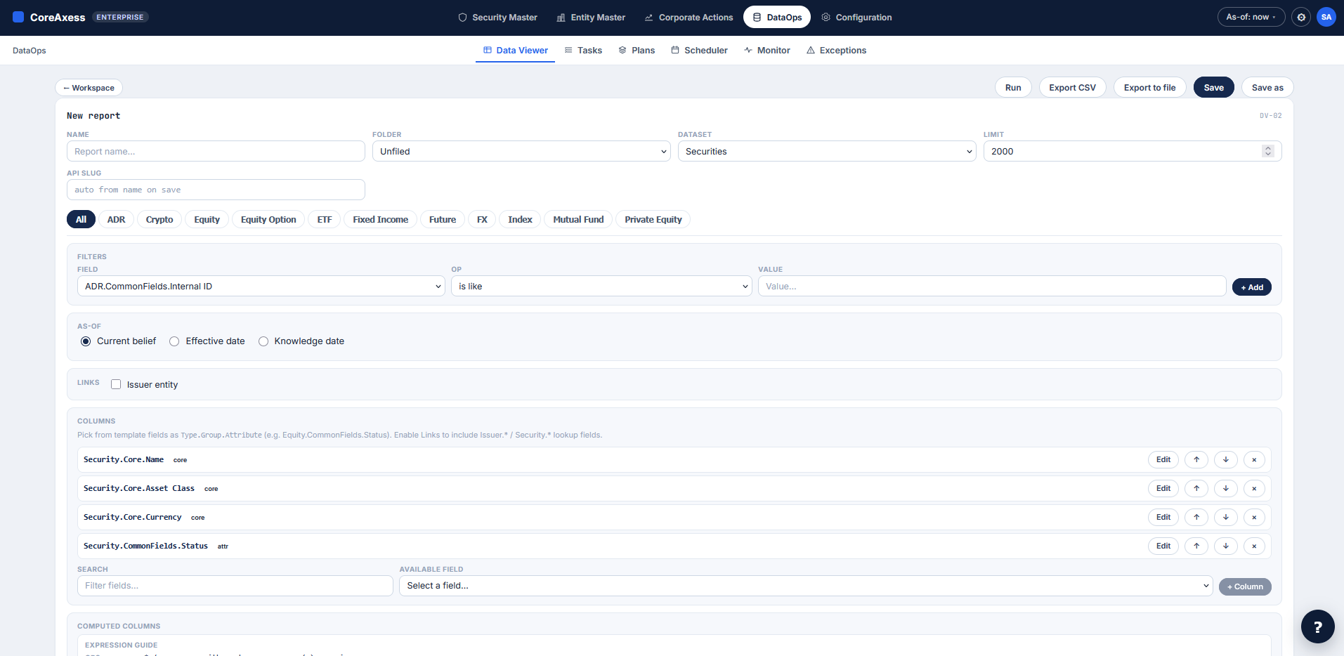 Data Viewer report creation