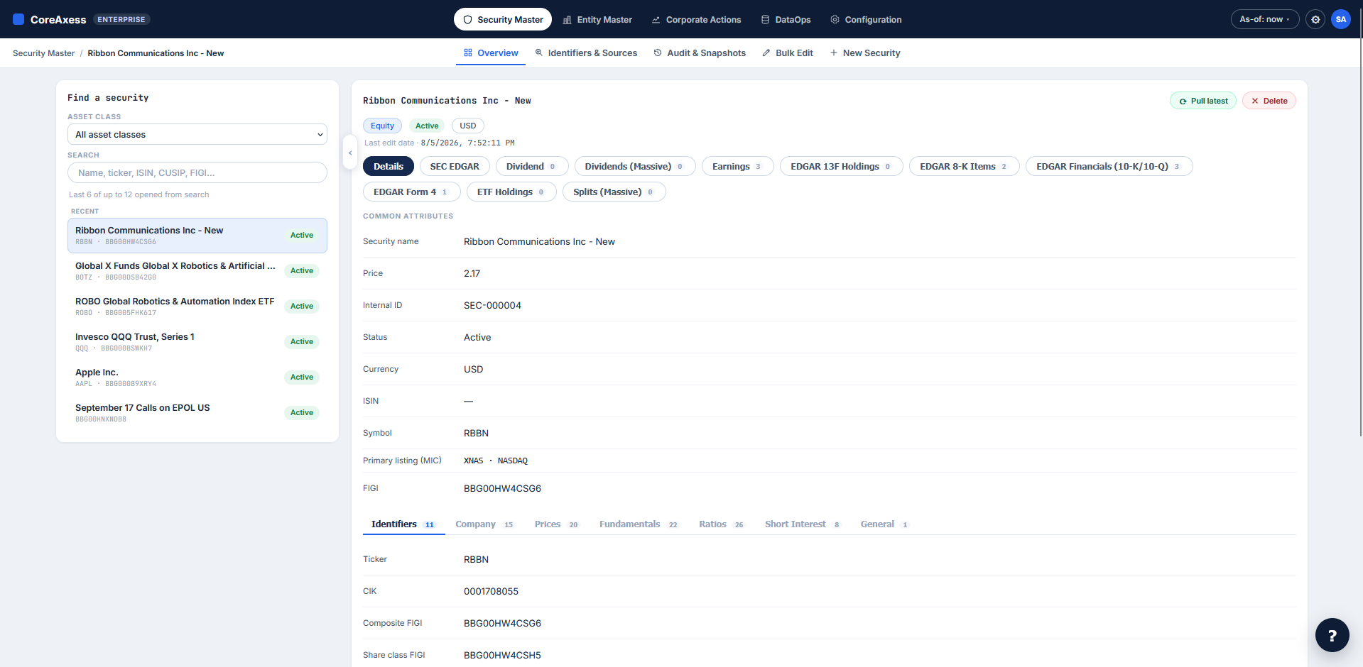 Security Master overview