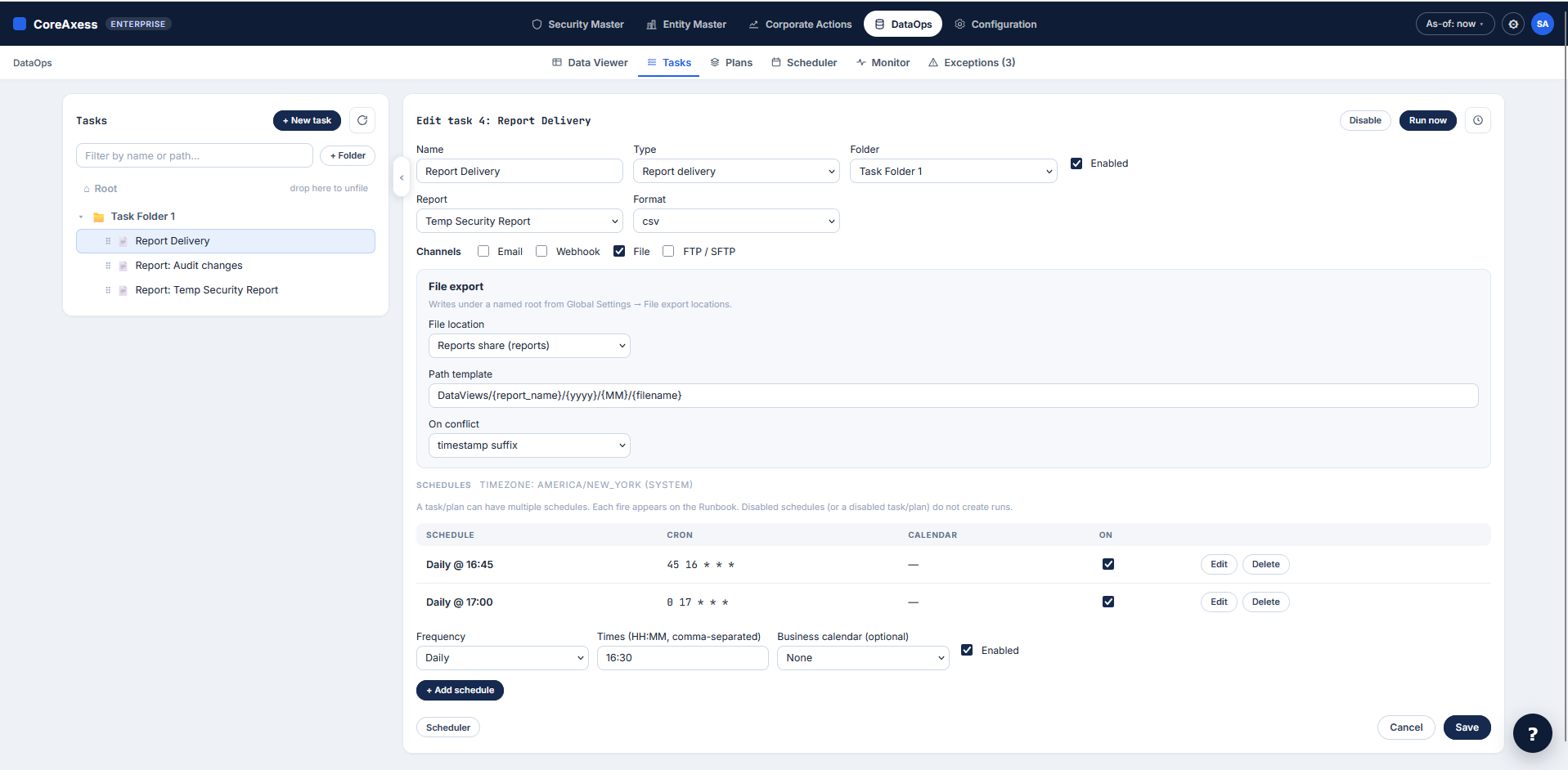 Task and transport creation